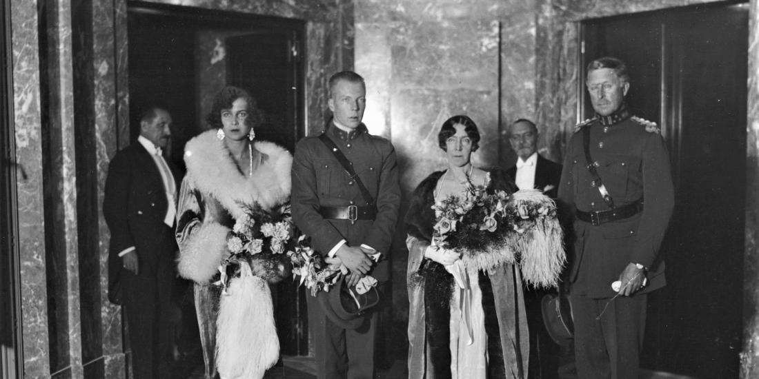 Inauguration de la grande salle de concerts, le 19 octobre 1929 - Albert Ier, Elisabeth, Charles, Marie-José, Henry Le Boeuf