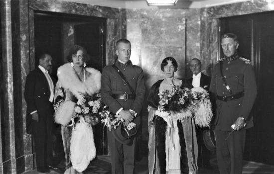 Inauguration de la grande salle de concerts, le 19 octobre 1929 - Albert Ier, Elisabeth, Charles, Marie-José, Henry Le Boeuf