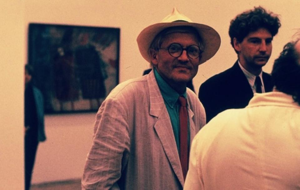 David Hockney at the opening of his exhibition at the Centre for Fine Arts, 1992 David Hockney at the opening of his exhibition at the Centre for Fine Arts, 1992