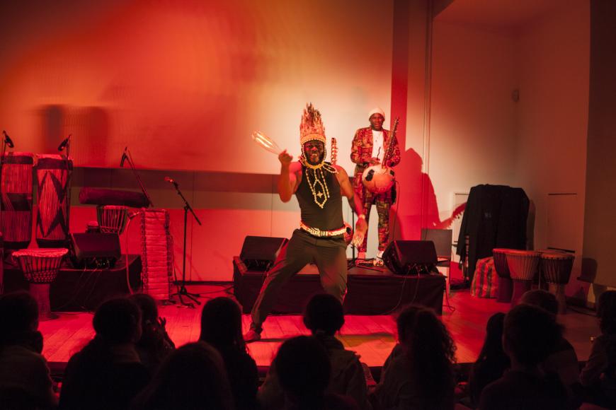 Artist performing for a young audience